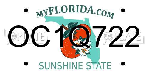 OC1Q722 Florida License Plate