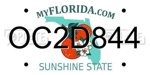 OC2D844 Florida License Plate