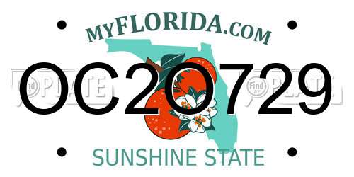 OC2O729 Florida License Plate