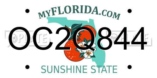 OC2Q844 Florida License Plate