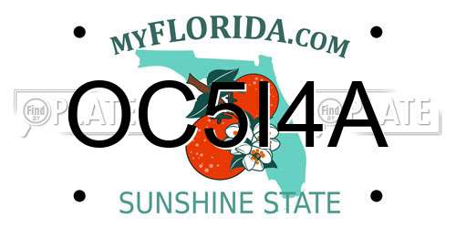 OC5I4A Florida License Plate