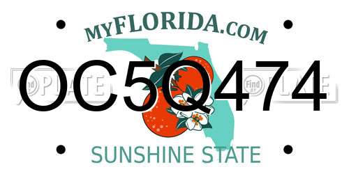 OC5Q474 Florida License Plate