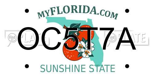 OC5T7A Florida License Plate