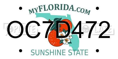 OC7D472 Florida License Plate