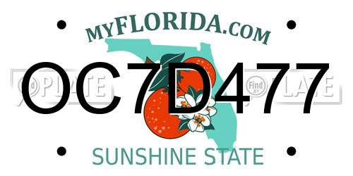 OC7D477 Florida License Plate