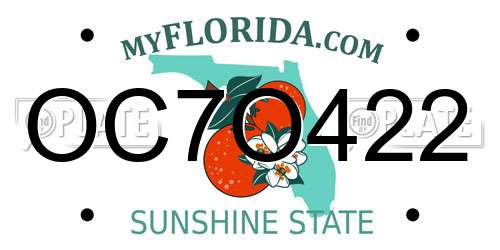 OC7O422 Florida License Plate