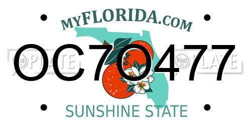OC7O477 Florida License Plate