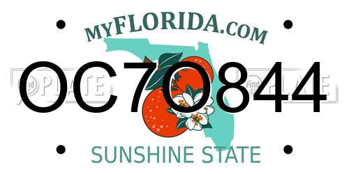 OC7O844 Florida License Plate
