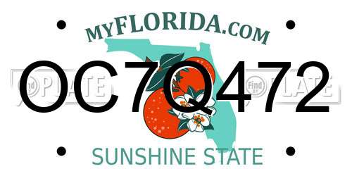 OC7Q472 Florida License Plate