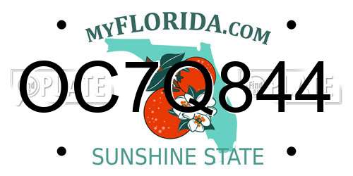 OC7Q844 Florida License Plate
