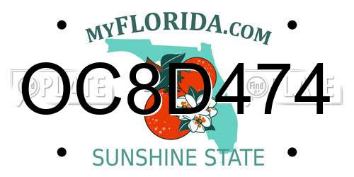 OC8D474 Florida License Plate