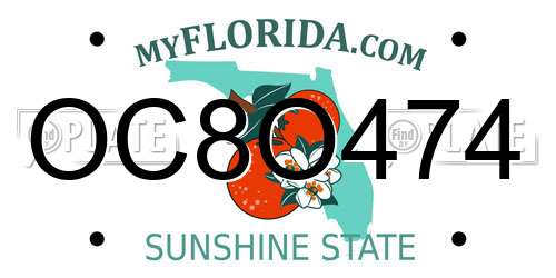 OC8O474 Florida License Plate