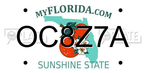 OC8Z7A Florida License Plate