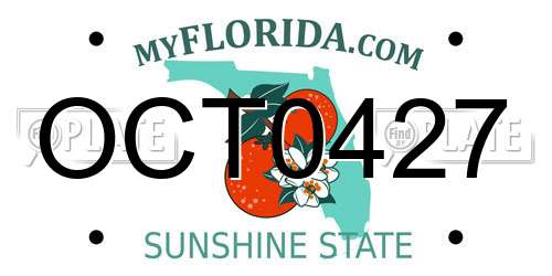 OCT0427 Florida License Plate