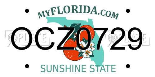 OCZ0729 Florida License Plate