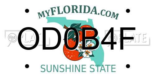 OD0B4F Florida License Plate