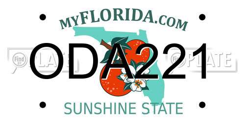 ODA221 Florida License Plate