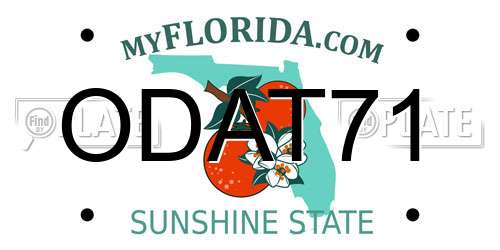ODAT71 Florida License Plate
