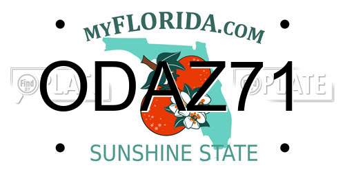ODAZ71 Florida License Plate