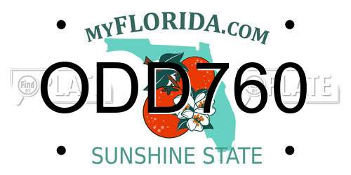 ODD760 Florida License Plate