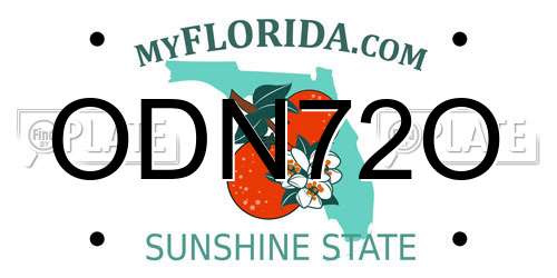 ODN72O Florida License Plate