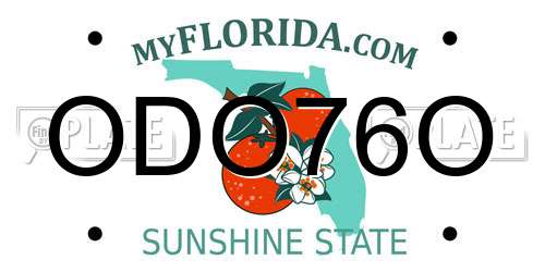 ODO76O Florida License Plate