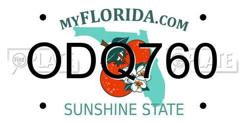 ODQ760 Florida License Plate