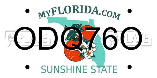 ODQ76O Florida License Plate