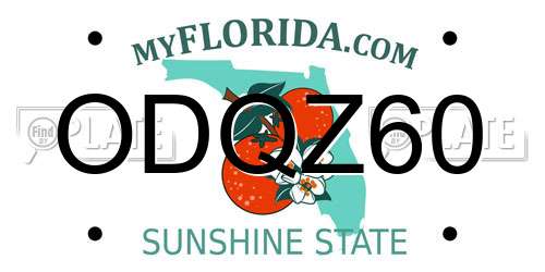 ODQZ60 Florida License Plate
