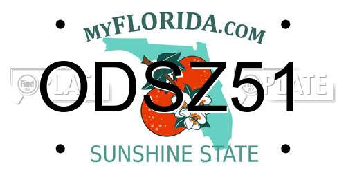 ODSZ51 Florida License Plate