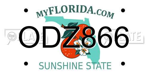 ODZ866 Florida License Plate