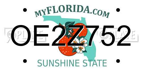 OE2Z752 Florida License Plate