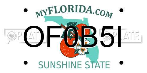 OF0B5I Florida License Plate