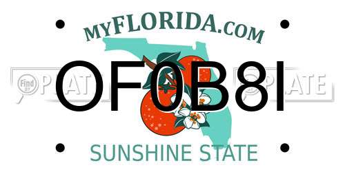 OF0B8I Florida License Plate
