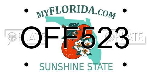 OFF523 Florida License Plate