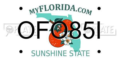 OFO85I Florida License Plate