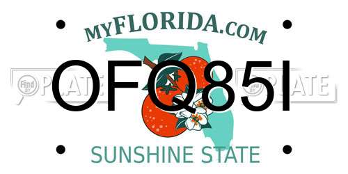 OFQ85I Florida License Plate