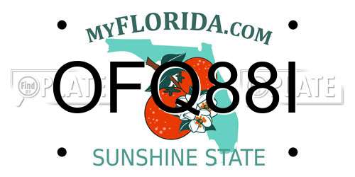OFQ88I Florida License Plate