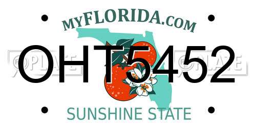 OHT5452 Florida License Plate