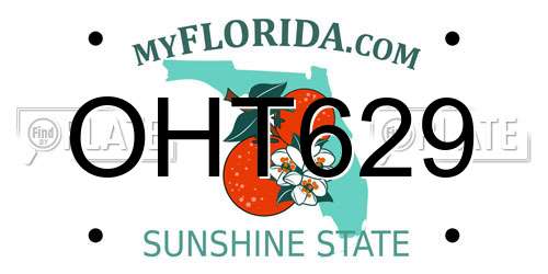 OHT629 Florida License Plate