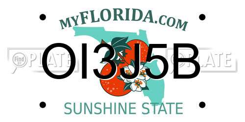 OI3J5B Florida License Plate