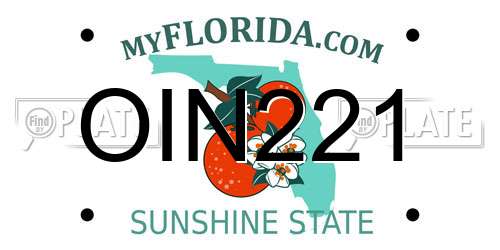 OIN221 Florida License Plate