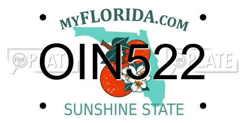 OIN522 Florida License Plate