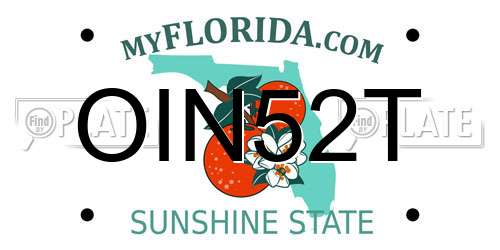 OIN52T Florida License Plate