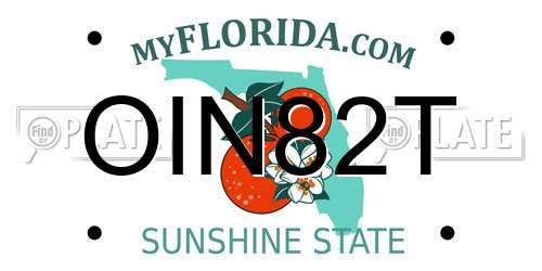 OIN82T Florida License Plate