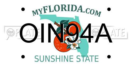 OIN94A Florida License Plate