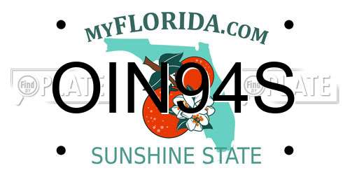 OIN94S Florida License Plate