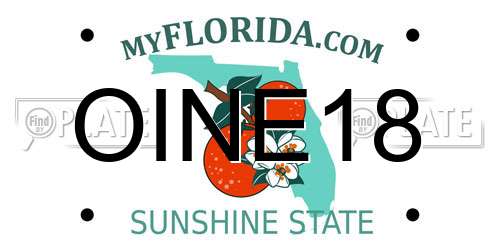 OINE18 Florida License Plate