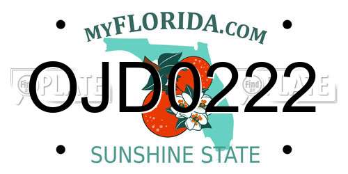 OJD0222 Florida License Plate