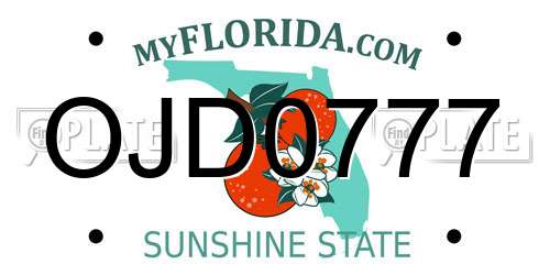 OJD0777 Florida License Plate